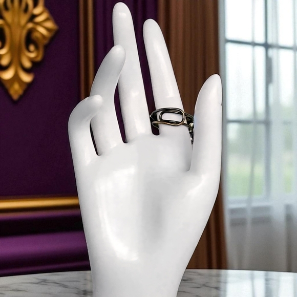 🆕️Boho Chic Labradorite & Amethyst Adjustable Copper Ring Rustic Vintage Style - Picture 11 of 16